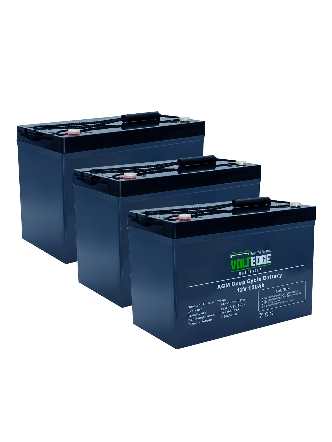 3 x 120ah AGM include 2 pair of cables (350mm)