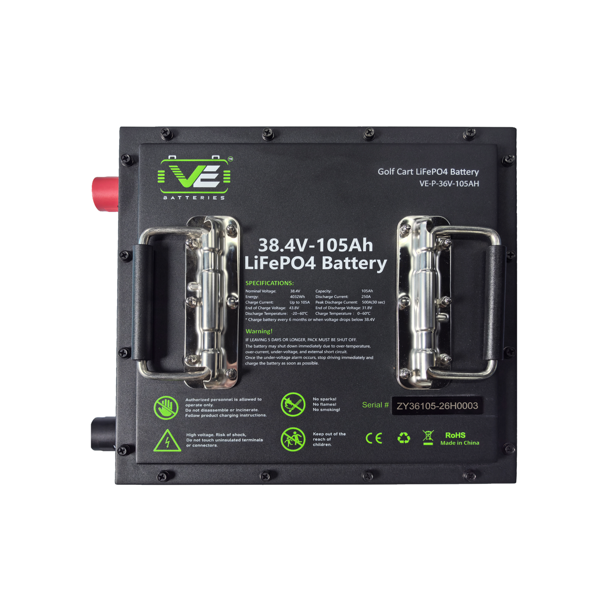 VoltEdge (Premium) Golf Cart 36V 105Ah Lithium LiFePO4 Battery