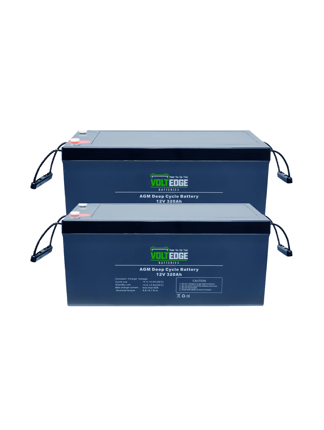 2 x 320ah AGM - 6.4kWh 12v 640AH include 1 pair of cables (350mm)