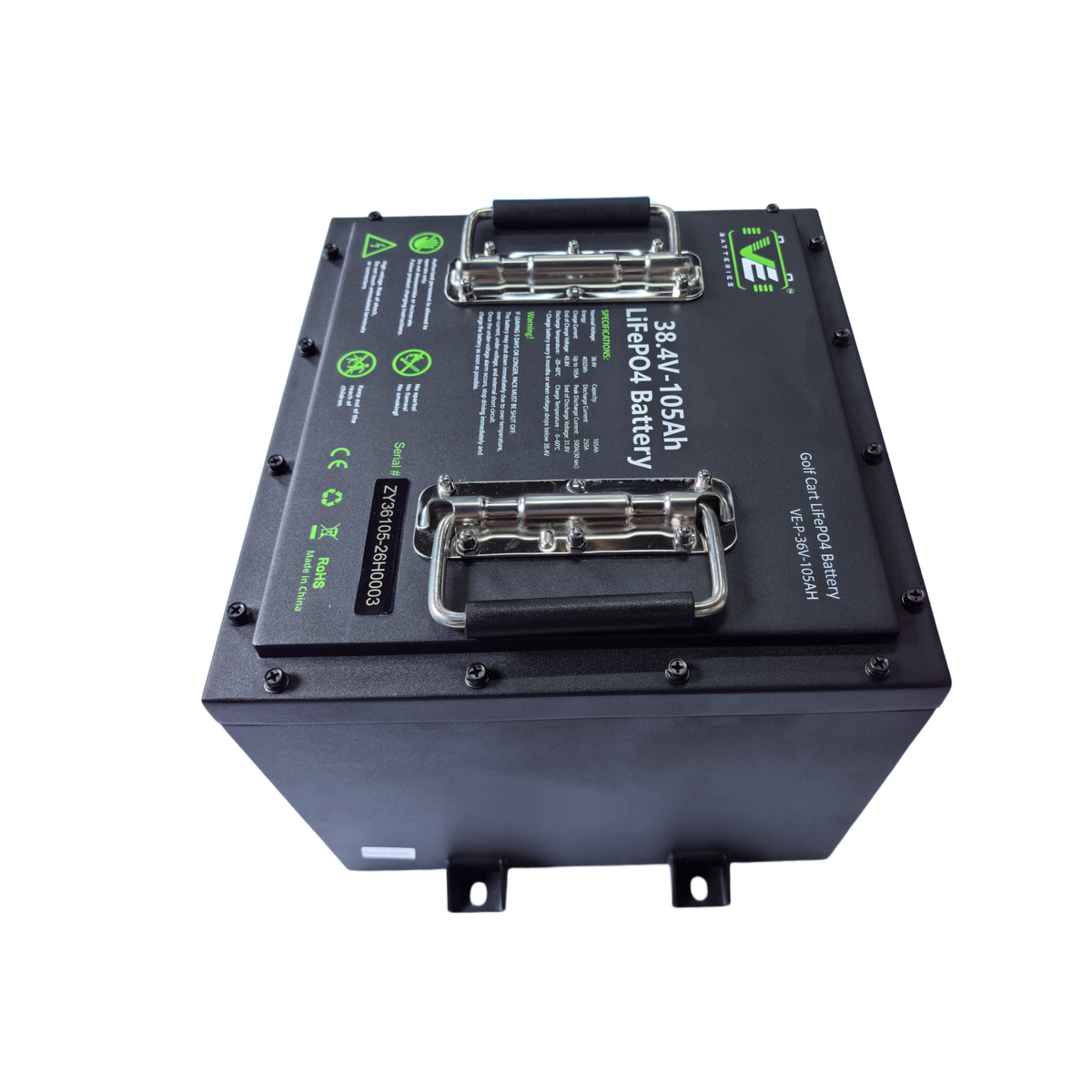VoltEdge Premium 36V 105Ah Golf Cart Battery Kit (LiFePO4 + 25A Charger)