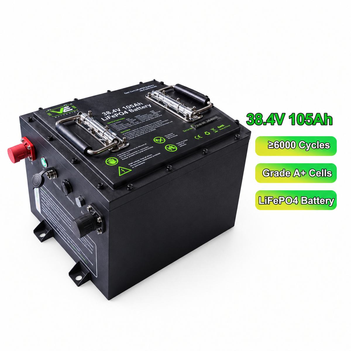 VoltEdge Premium 36V 105Ah Golf Cart Battery Kit (LiFePO4 + 25A Charger)