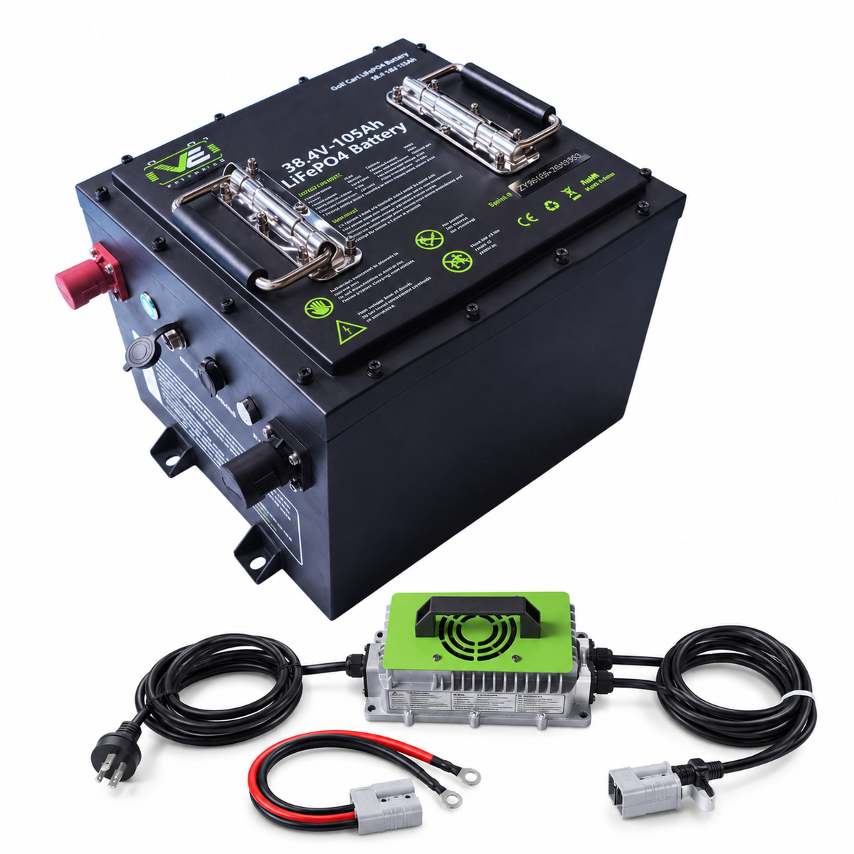 VoltEdge Premium 36V 105Ah Golf Cart Battery Kit (LiFePO4 + 25A Charger)