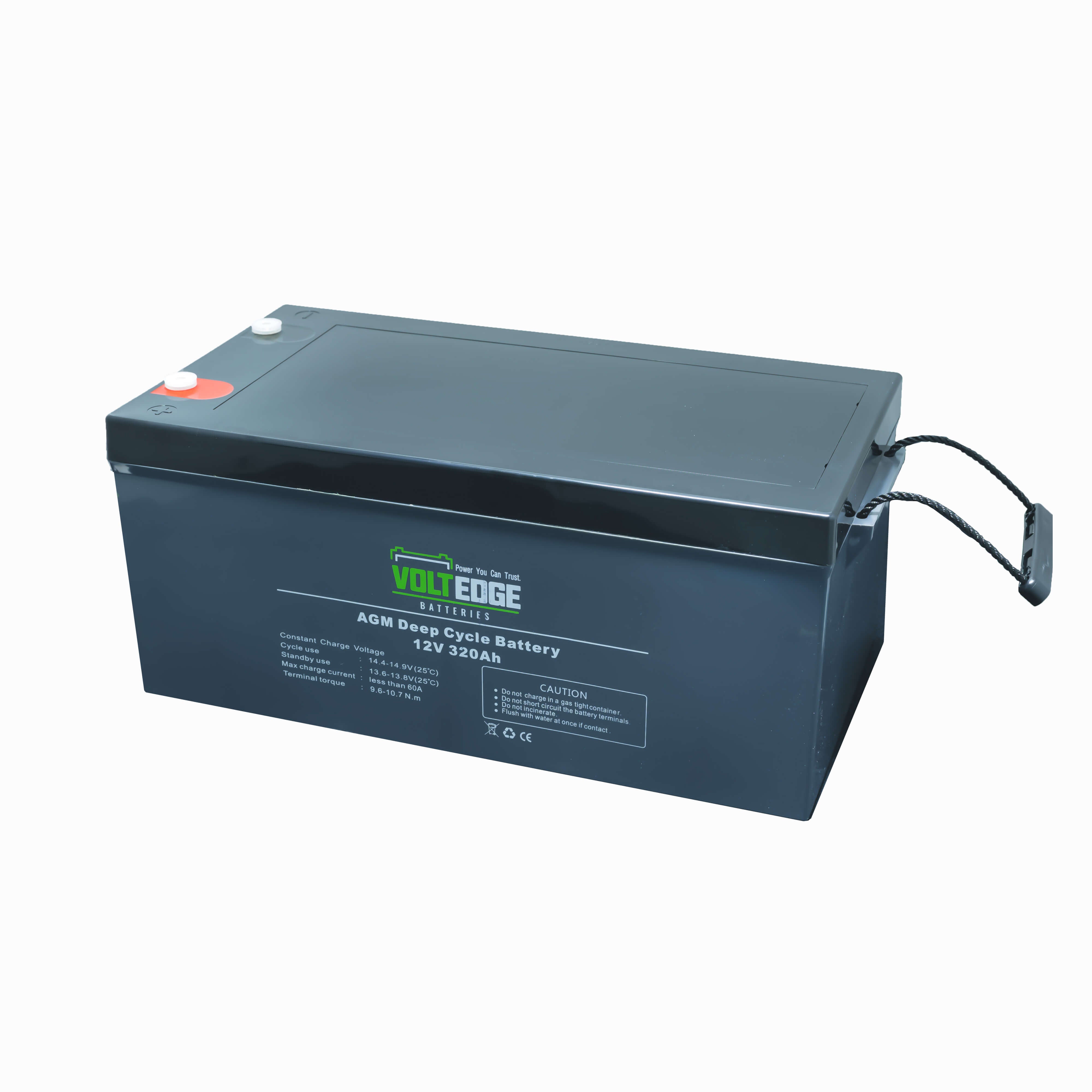 12 x 320ah AGM - 38.5kWh 48V 960AH include 5 cables (250mm) and include 8 cables (600mm)