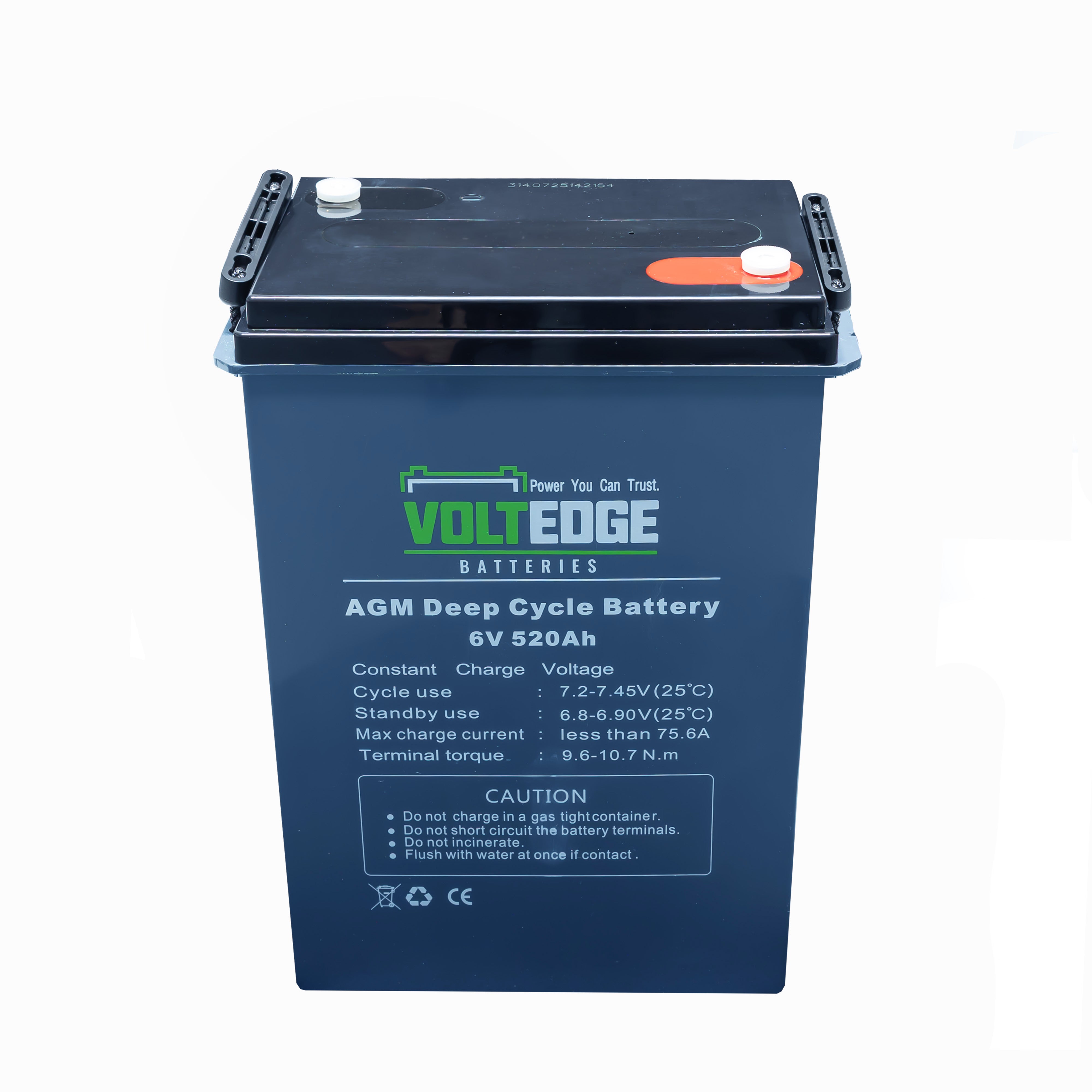 8 x 520Ah AGM - 25.6kWh 24v 1040ah include 6 cables (250mm) and include 2 cables (350mm)