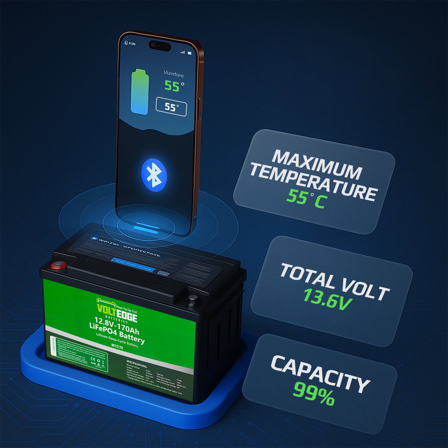 VoltEdge (Premium) 12.8V 170AH Lithium LiFePO4 Battery